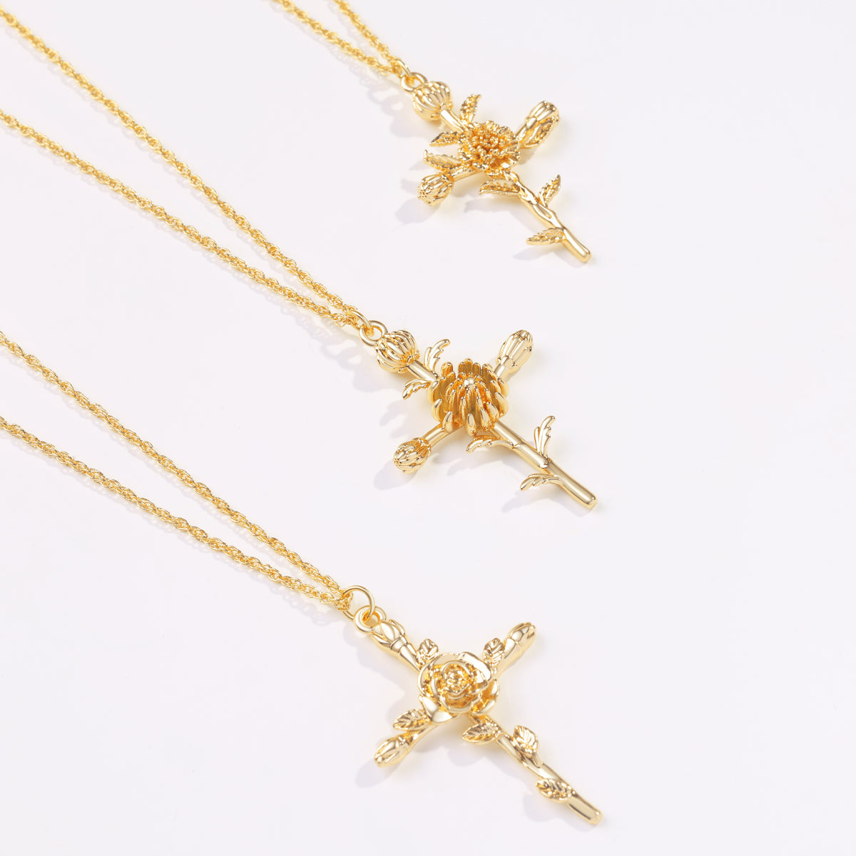 Floral Cross Pendant Necklace