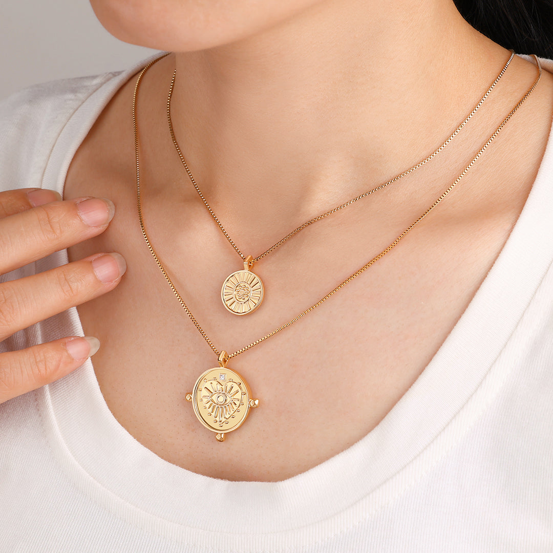 Layered Evil Eye Coin Necklace