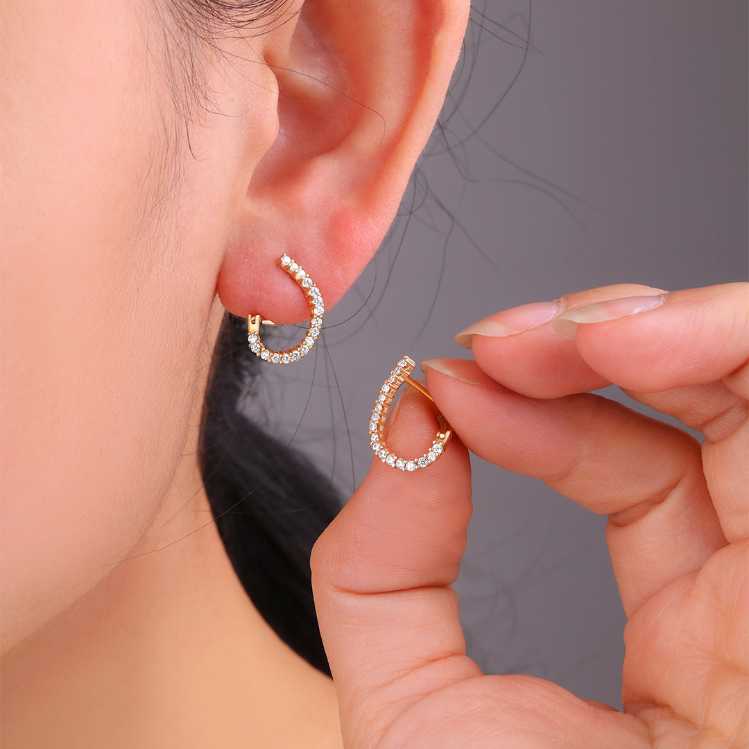 Pave Teardrop Twist Earrings