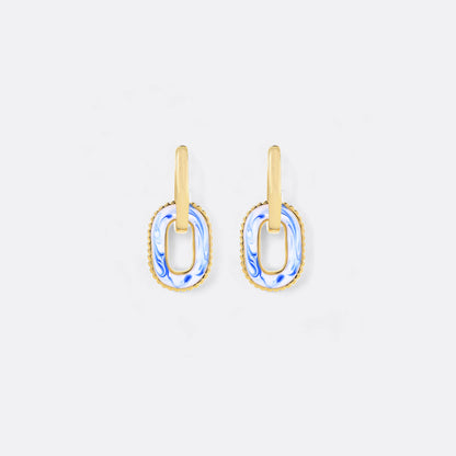 Blue Porcelain Link Earrings