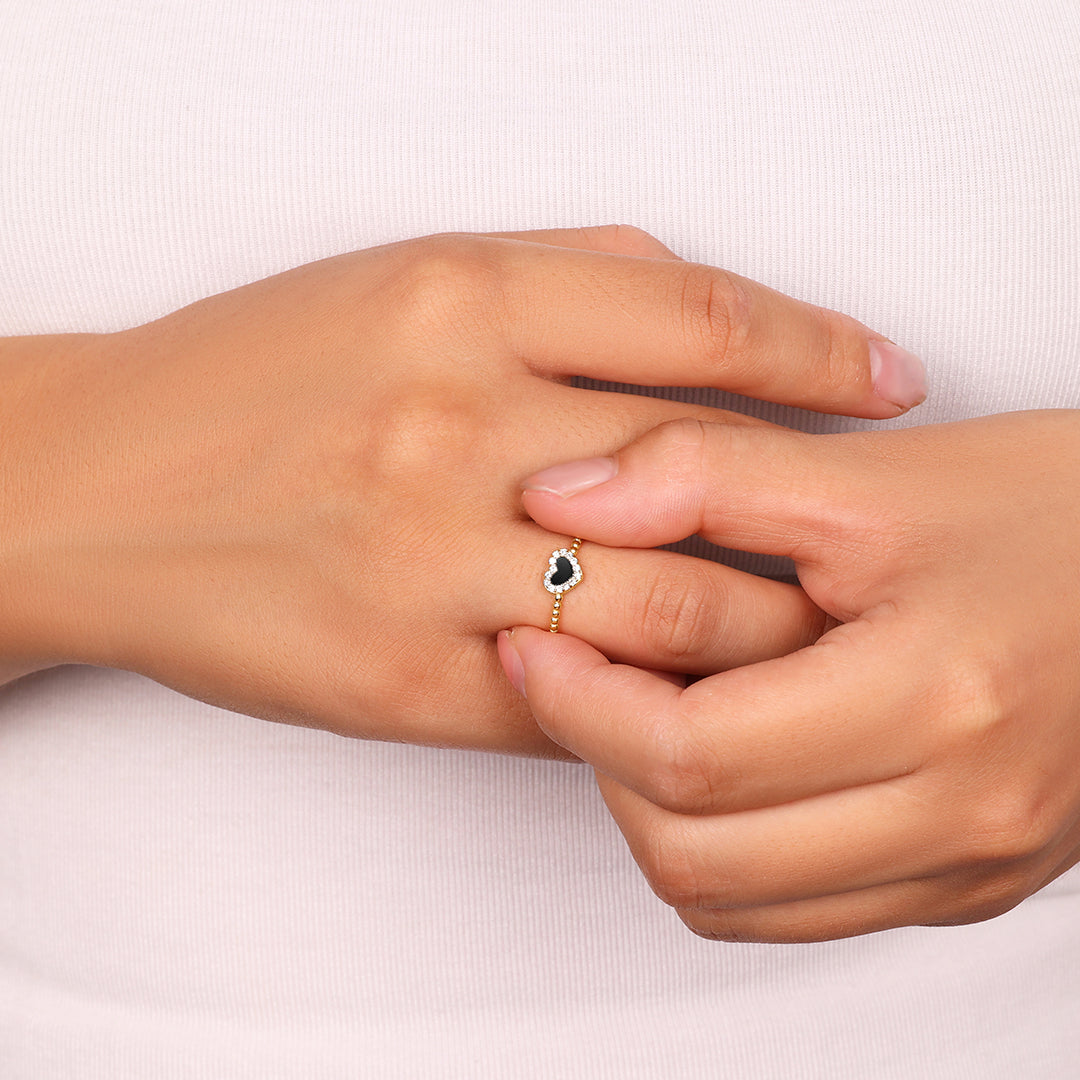 Tiny Gemstone Heart Ring