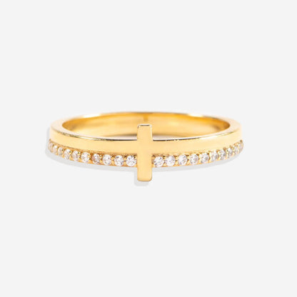 Let God Be In Control Golden Cross Ring