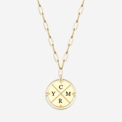 Personalized Compass Pendant Necklace