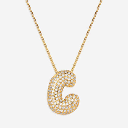 Pave Initial Bubble Necklace