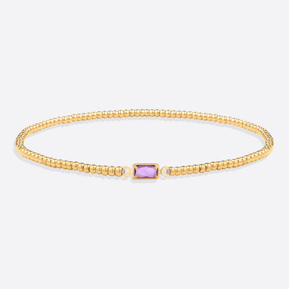 Gold Beaded Birthstone Bracelet