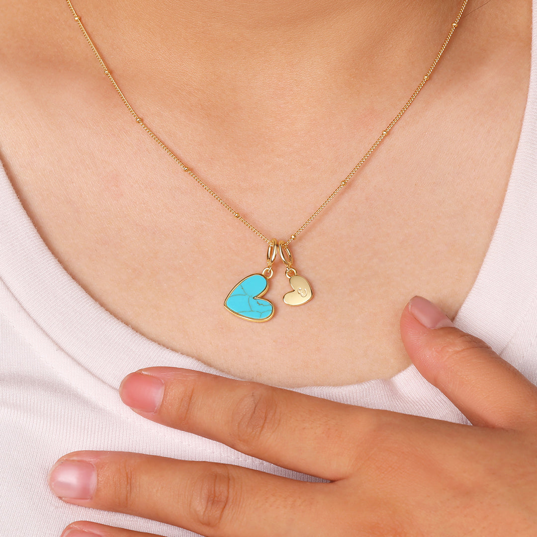 Turquoise Initial Heart Necklace