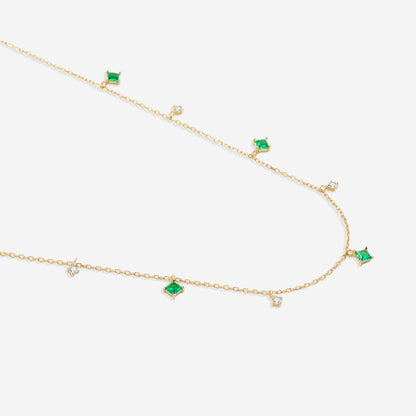 Princess-Cut Emerald Station Necklace