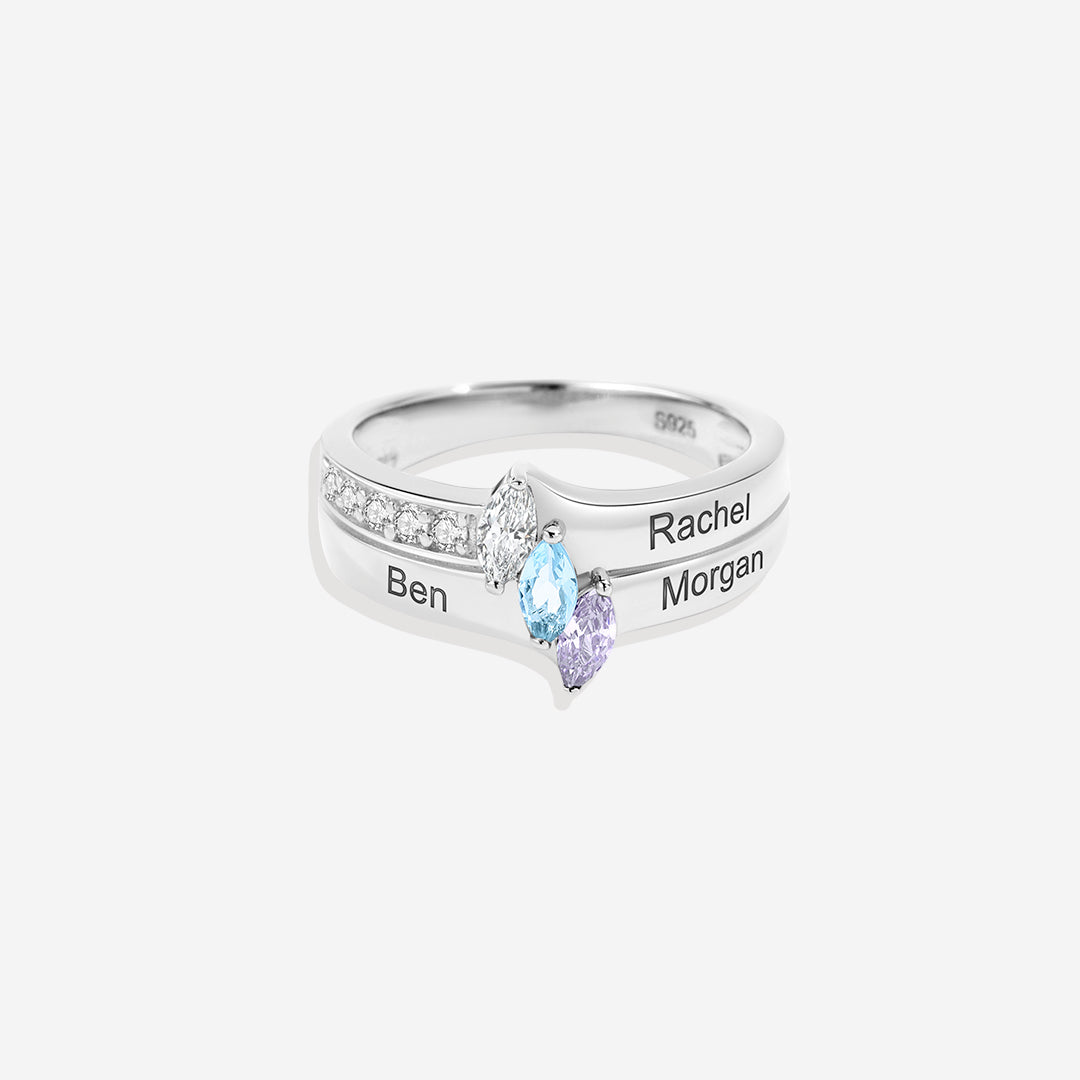 Marquis-Cut 3 Birthstone Ring