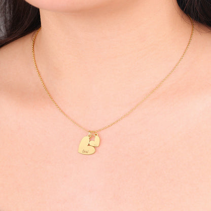 Personalized Double Heart Name Necklace