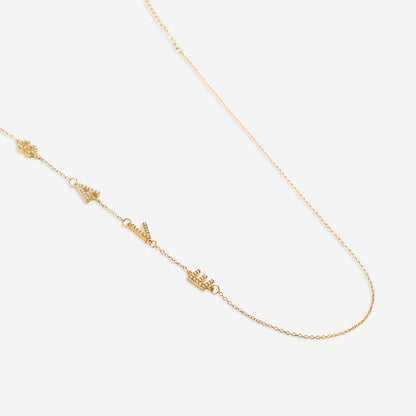 Sideways Pave Initials Necklace