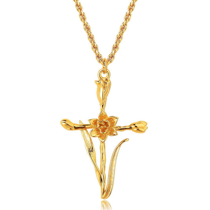 Floral Cross Pendant Necklace