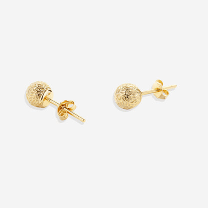 Textured Gold Ball Studs