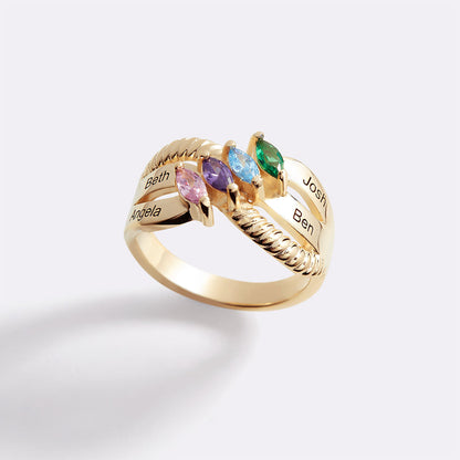 Marquis-Cut 4 Birthstone Ring