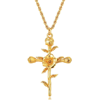 Floral Cross Pendant Necklace