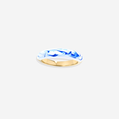 Blue Porcelain Dome Ring