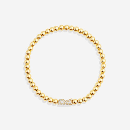 Stretch Diamond Initial Beaded Bracelet