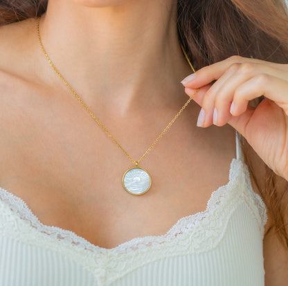 Mother of Pearl Sunrise Pendant Necklace