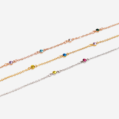 Dainty Birthstone Station Necklace