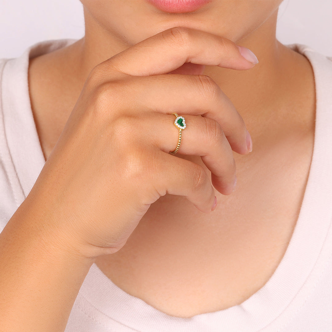 Tiny Gemstone Heart Ring