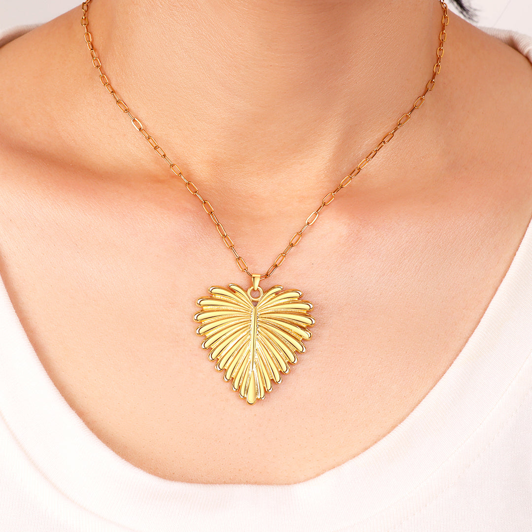 Full-Heart Palm Pendant Necklace