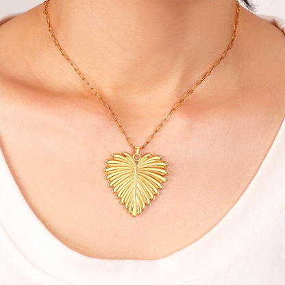 Full-Heart Palm Pendant Necklace