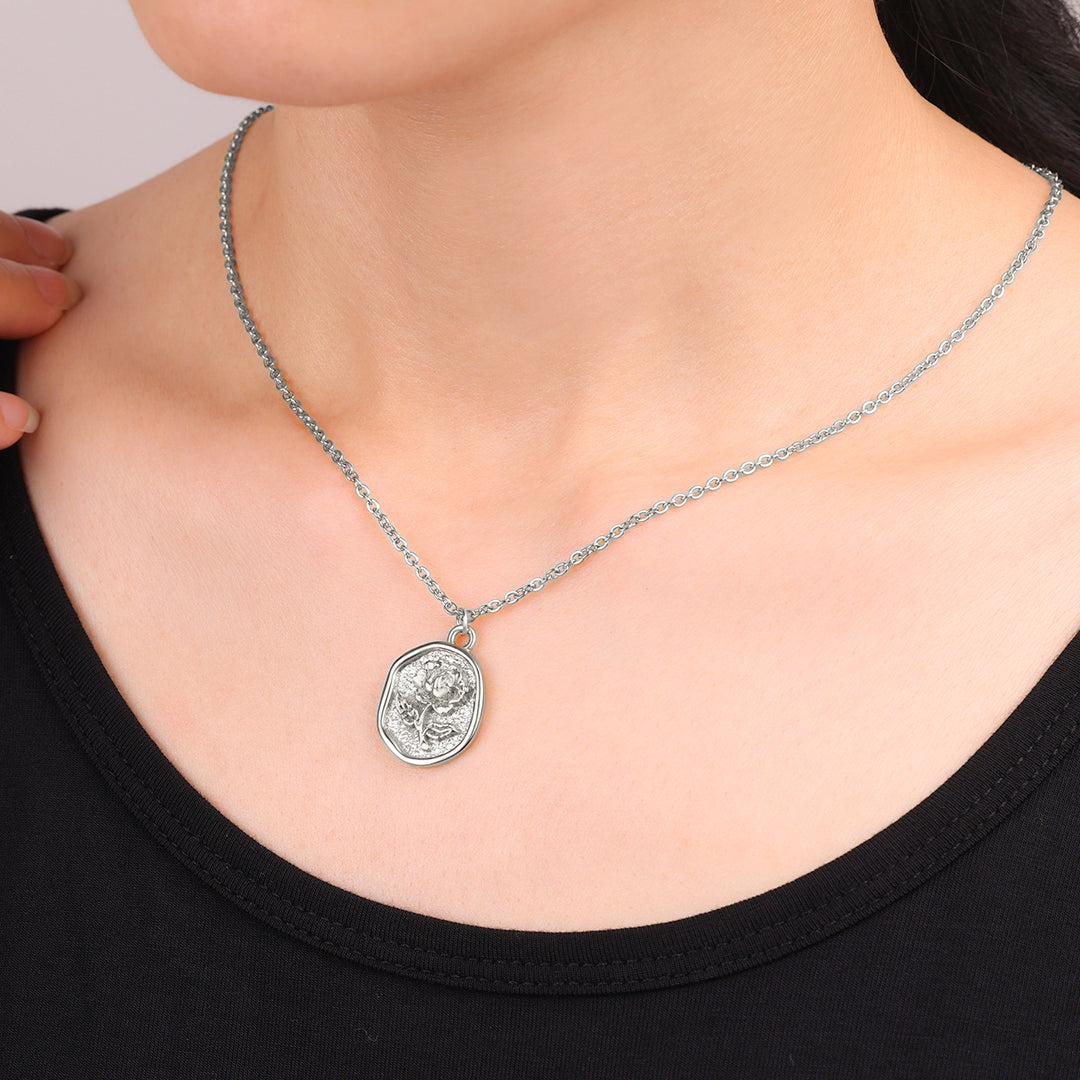 Stamped Rose Pendant Necklace