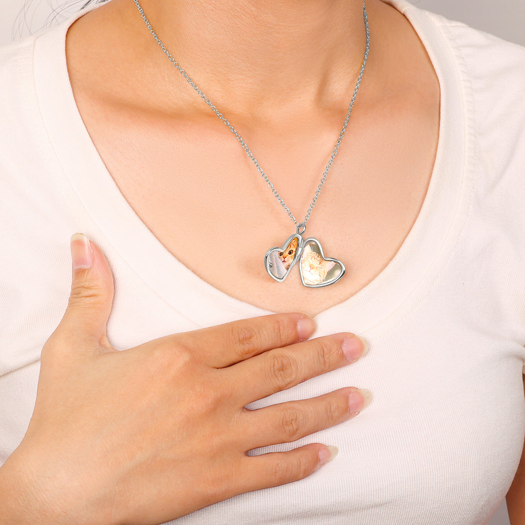 Handmade Hammered Heart Photo Locket Necklace