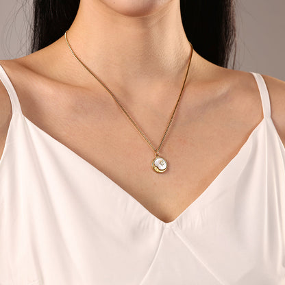 Mother of Pearl Moon Pendant Necklace