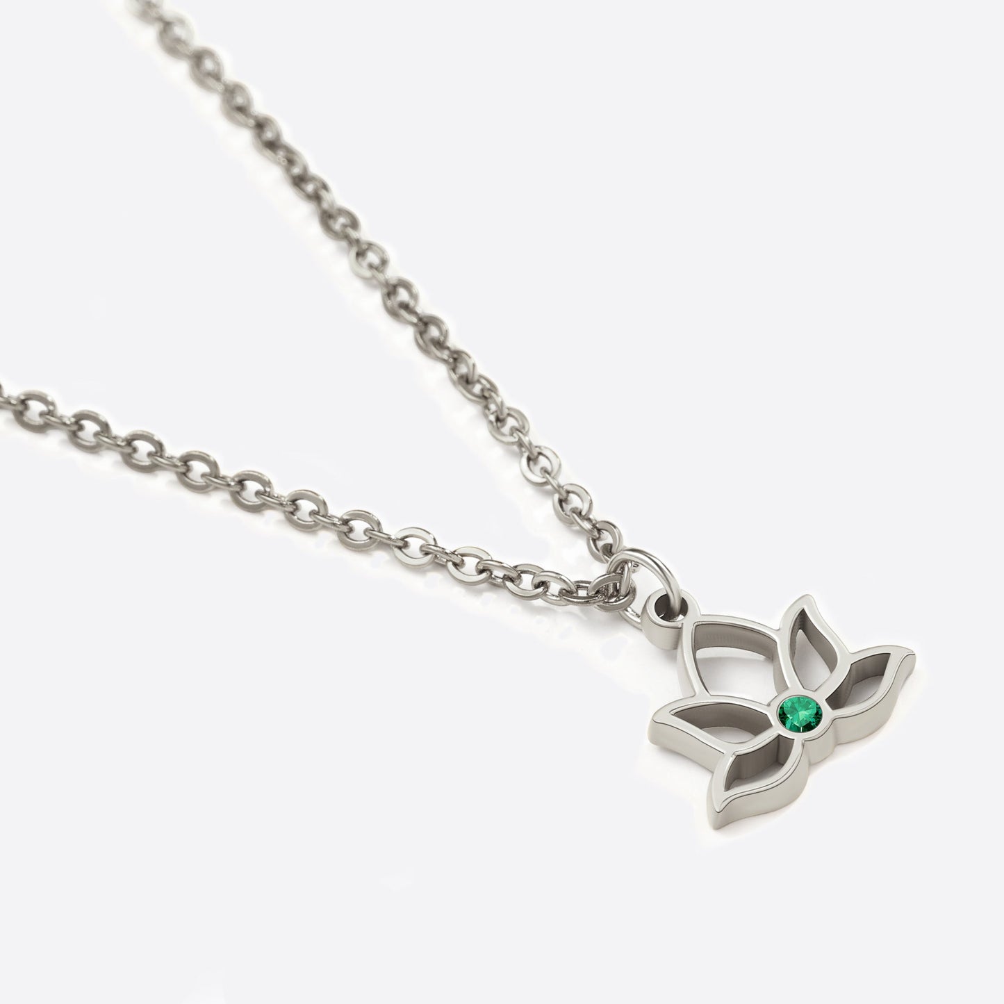 Mini Lotus Birthstone Pendant Necklace