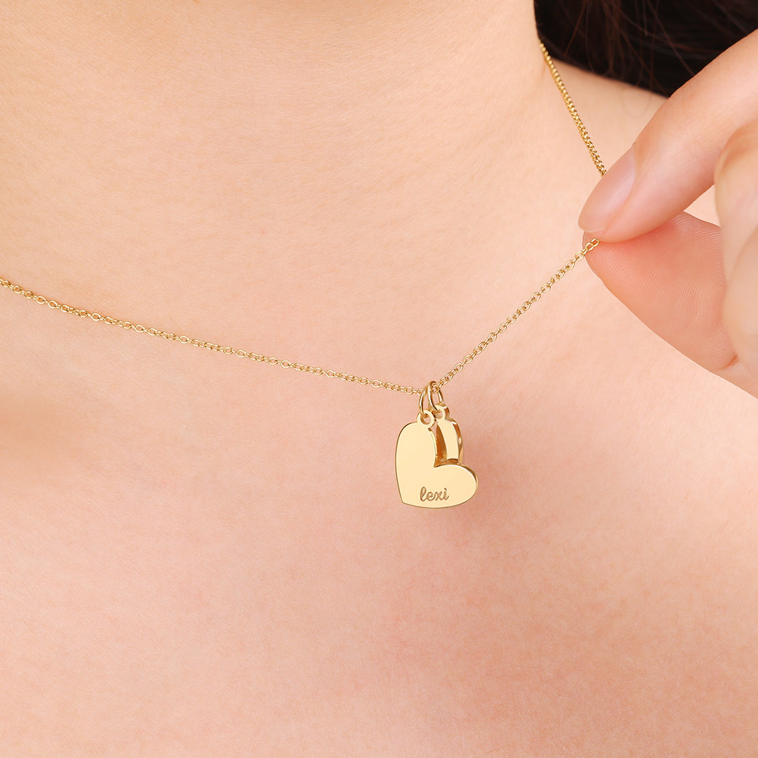 Personalized Double Heart Name Necklace