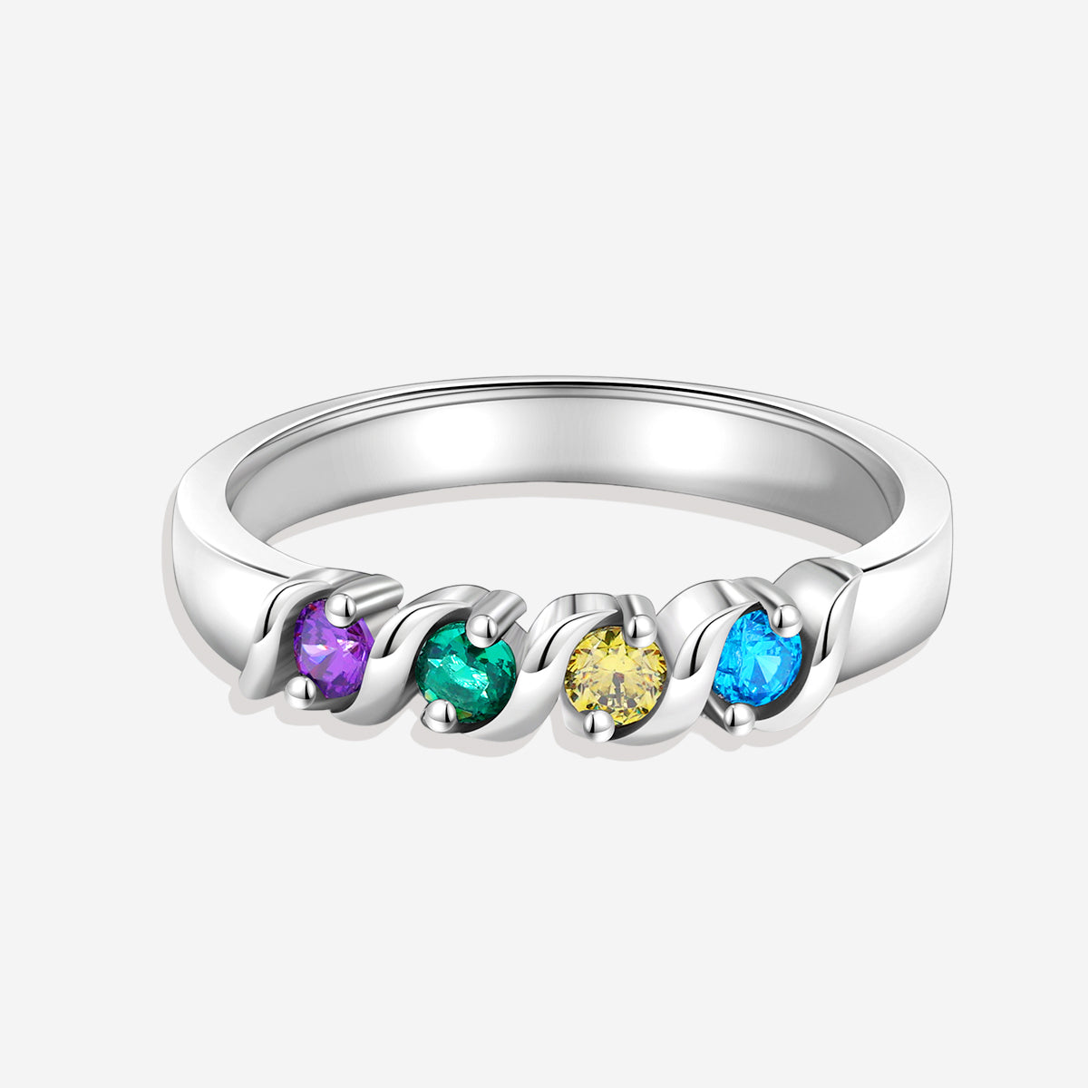 Personalized Birthstones Wave Ring