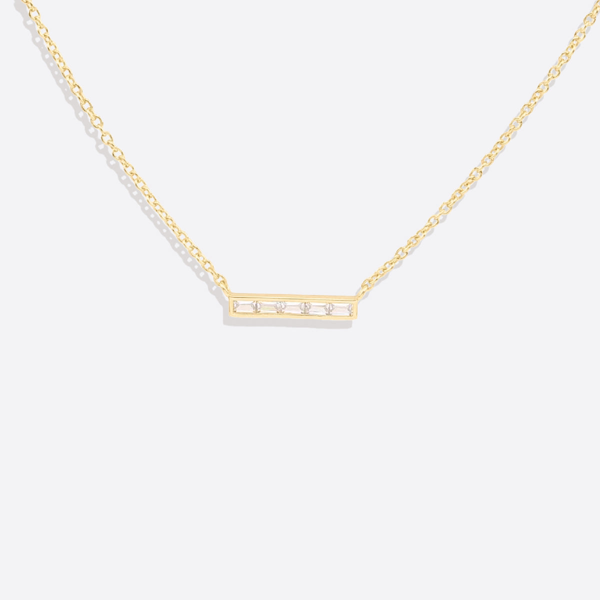 Dainty Crystal Bar Pendant Necklace