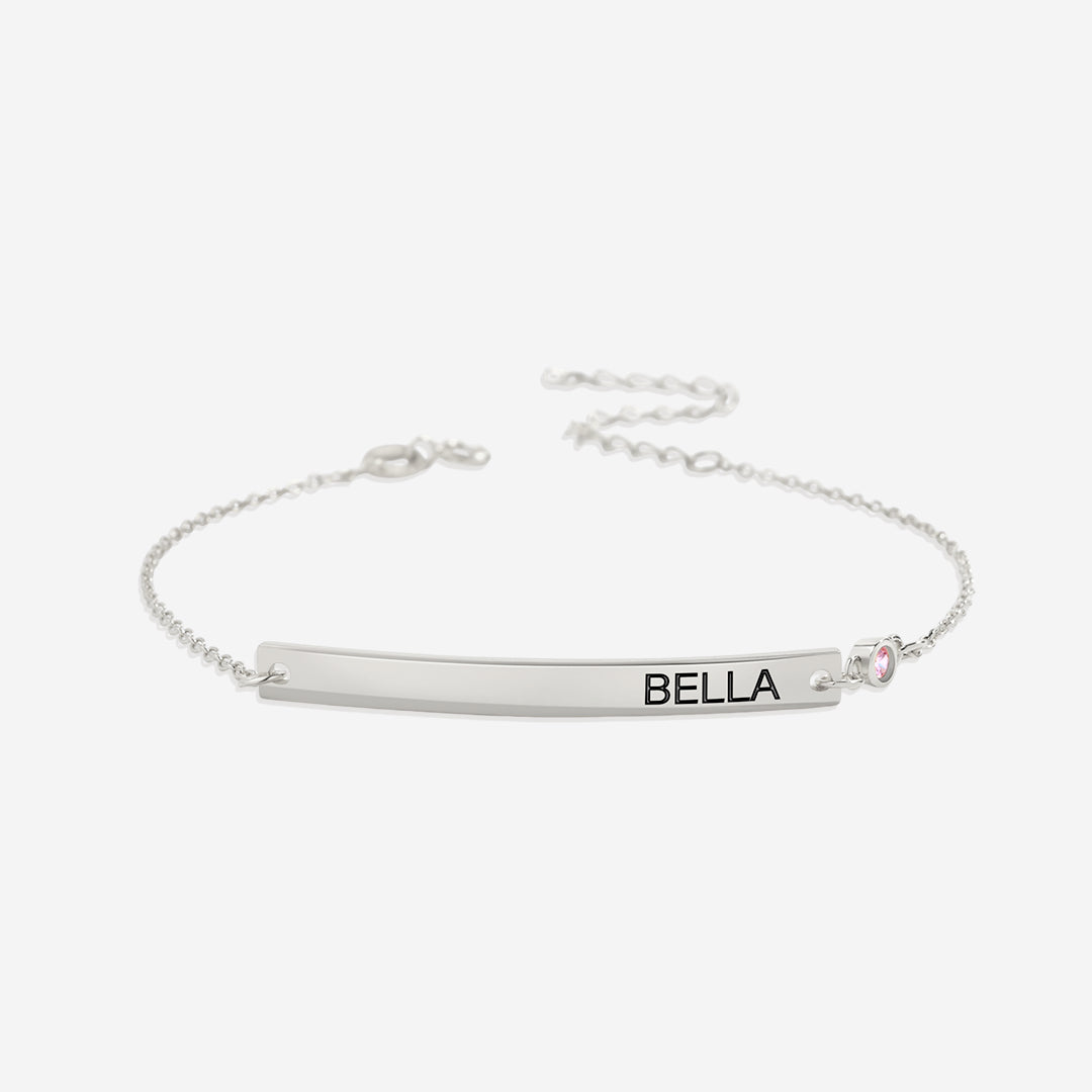 Dainty Bar Bracelet with Birthstone