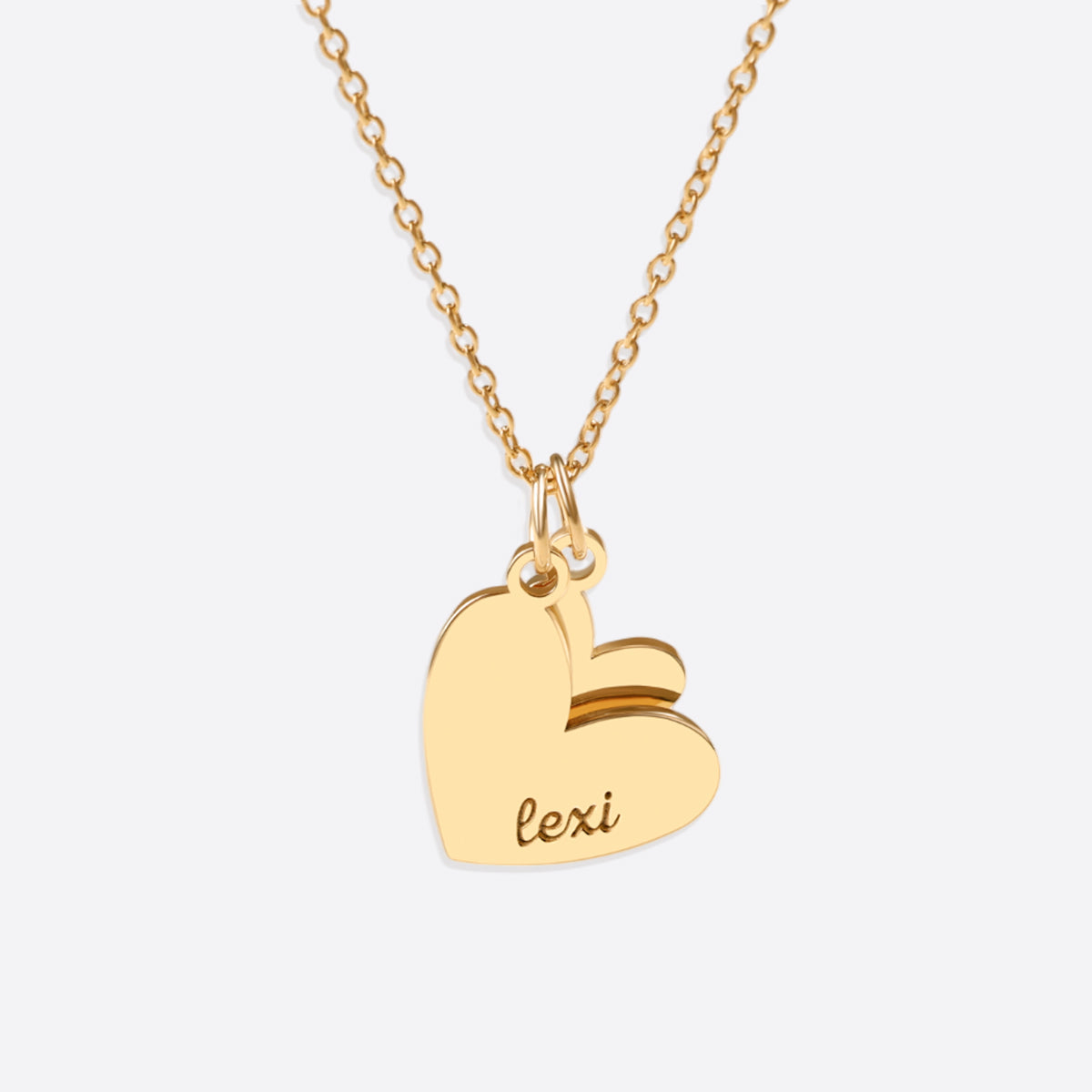 Personalized Double Heart Name Necklace