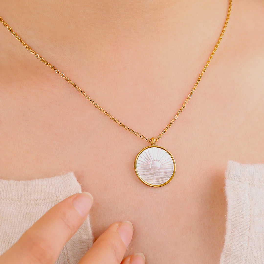 Mother of Pearl Sunrise Pendant Necklace