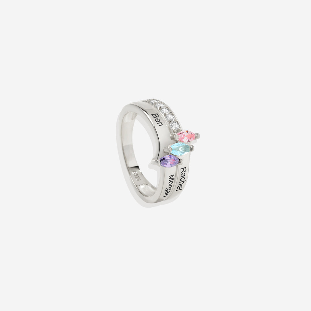 Marquis-Cut 3 Birthstone Ring