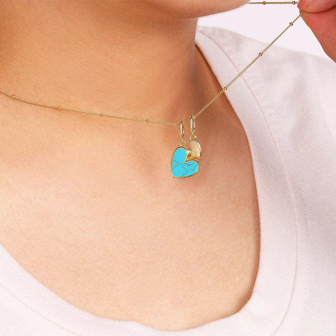 Turquoise Initial Heart Necklace