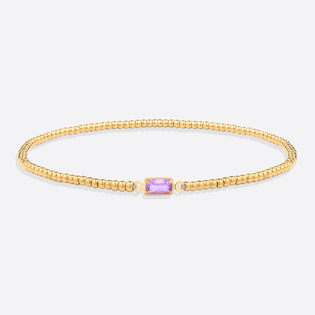 Gold Beaded Birthstone Bracelet