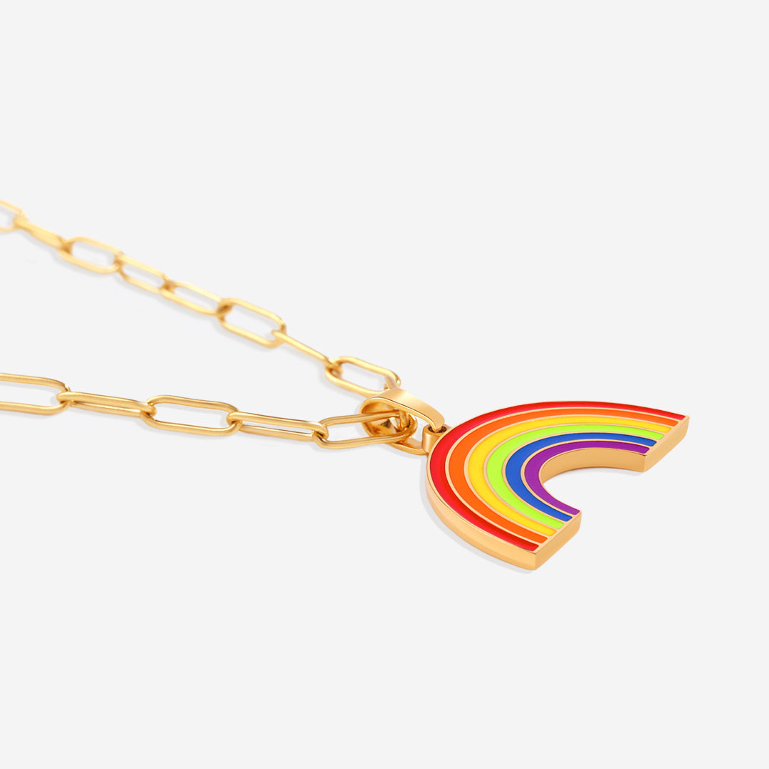 Personalized Rainbow Pendant Necklace