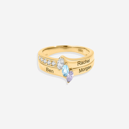 Marquis-Cut 3 Birthstone Ring