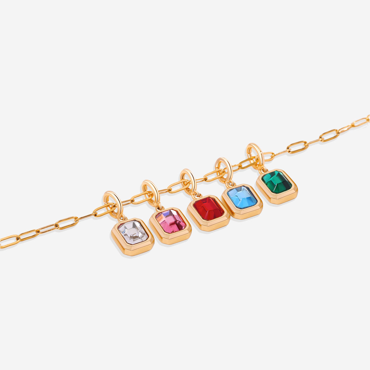 Baguette Birthstone Charm Necklace