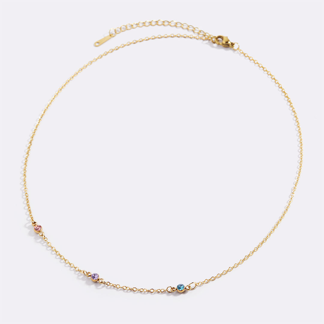 Dainty Birthstone Station Necklace