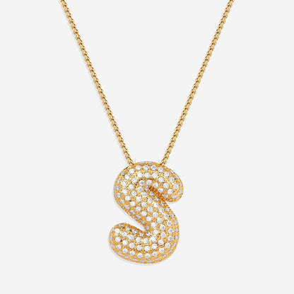 Pave Initial Bubble Necklace