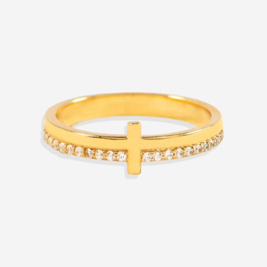 Let God Be In Control Golden Cross Ring