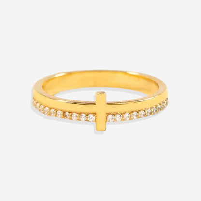 Let God Be In Control Golden Cross Ring