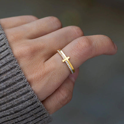 Let God Be In Control Golden Cross Ring