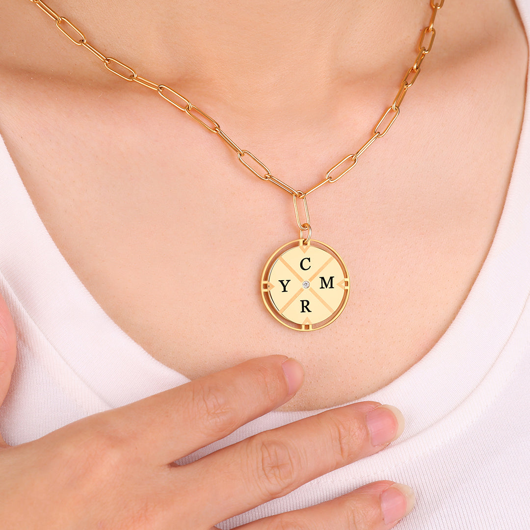 Personalized Compass Pendant Necklace