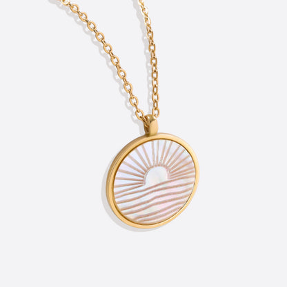 Mother of Pearl Sunrise Pendant Necklace