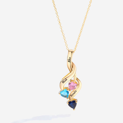 Family Hearts Birthstone Flow Necklace