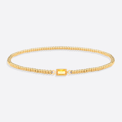 Gold Beaded Birthstone Bracelet